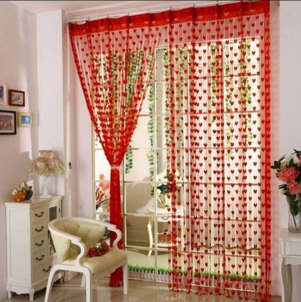 sukh traders 205 cm (7 ft) Polyester Semi Transparent Door Curtain (Pack Of 2)