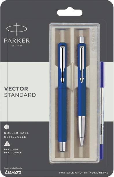 PARKER Vector Standard Roller Ball Pen+Ball Pen Blue Body Color Pen Gift Set