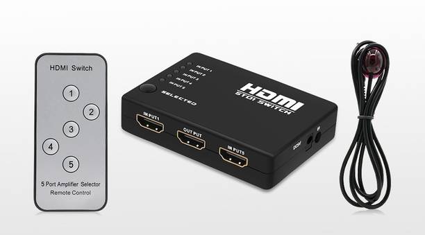 Frackson 5 in 1 Port 1080P HDMI Video Switch HDMI Switcher with Splitter Box Remote IR for HDTV, PS3, DVD Media Streaming Device