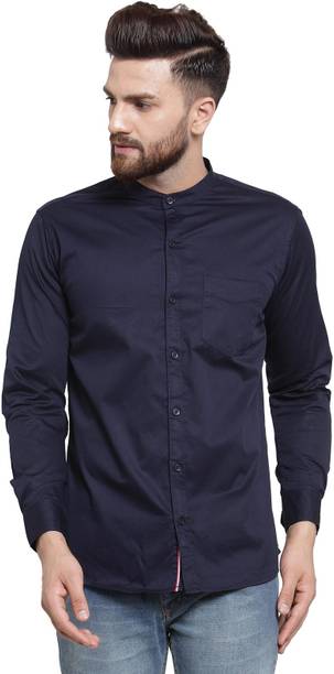 BEN MARTIN Men Solid Casual Dark Blue Shirt