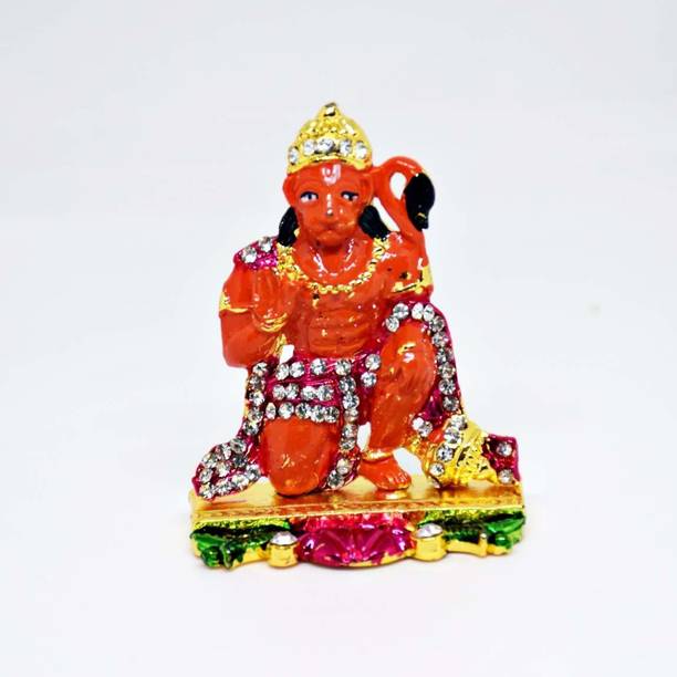 RUDRA DIVINE Hanuman Statue For Car Dashboard / American Diamond Stone Decorative Showpiece  -  7 cm