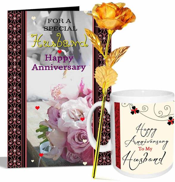 alwaysgift For A Special Husband Greeting Card - Mug & Golden Rose hamper