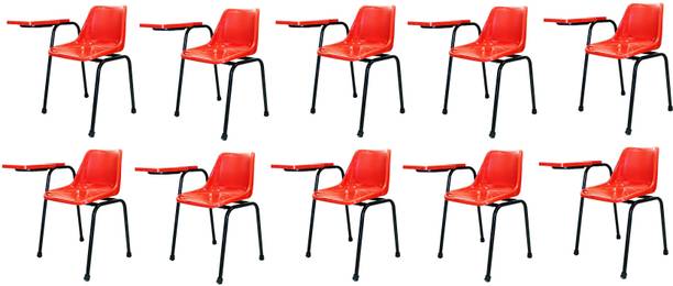 Finch Fox Student Chair with Glossy Seat & Writing in Red Glossy Color (Set of 10) NA Study Arm Chair