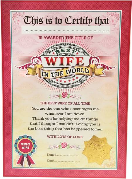 Northland Best Wife in the world Certificate - Unique gifts for Wife Greeting Card