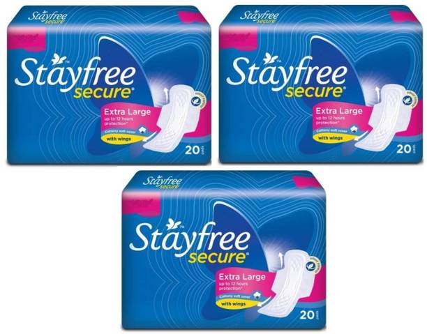 STAYFREE Secure 20 + 20 + 20 Triple Pack Sanitary Pad