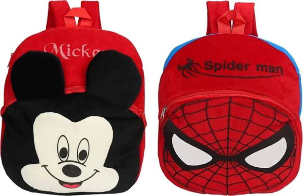 3G Collections Mickey & Spiderman Combo Teddy Bear Soft Toy Bag-Pack of 2 Waterproof Plush Bag
