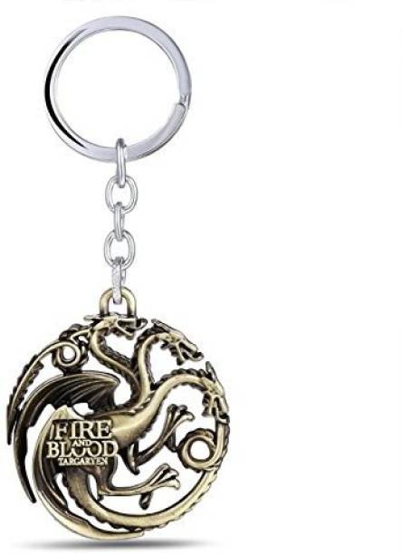 MARVEL Game of Thrones House Targaryen Blood fire 3D Brass Metal Keychain Car Bike Key Chain