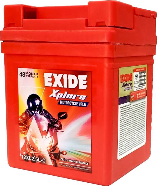 EXIDE Xplore 12XL2.5L-C Motorcycle VRLA 12V, 2.5 Ah Battery for Bike