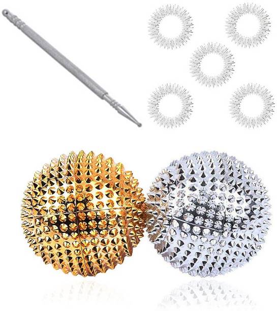 Accufit AF08 Acupressure Massager Tools Combo Kit with Ball Magnetic Set + Jimmy Pensil Steel + Sujok Finger Ring Massager