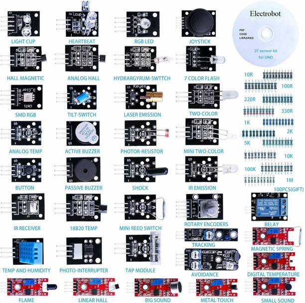 Electrobot 37 in 1 Sensor Modules Kit with Tutorials CD Educational Electronic Hobby Kit