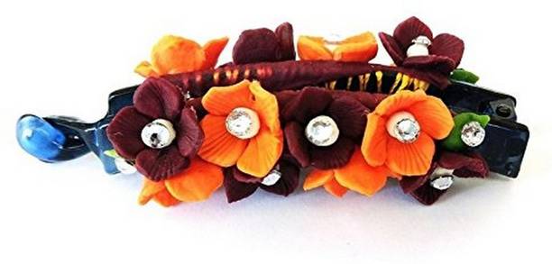 Unique Indian Crafts Hand made Banana Clip With Flower (SKU-UIC-BANANACLIP-113) Banana Clip