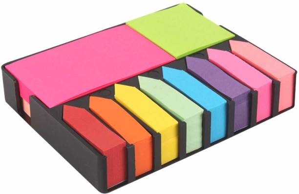R H lifestyle STICKY NOTES 200 Sheets Sticky Note memo pad Bright neon Colors with 4 Sticky Note pad and 8 Page Marker Arrow Flags, 10 Colors