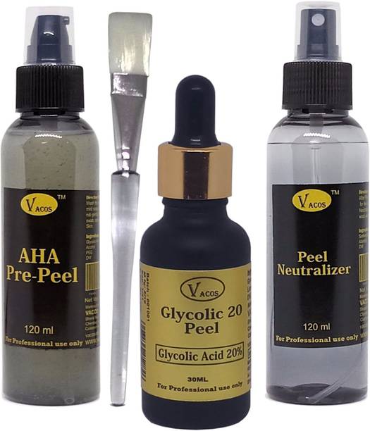 VACOS Glycolic 20 Peel Glycolic Acid 20% 30 ml with Pre Peel Neutralizer Brush