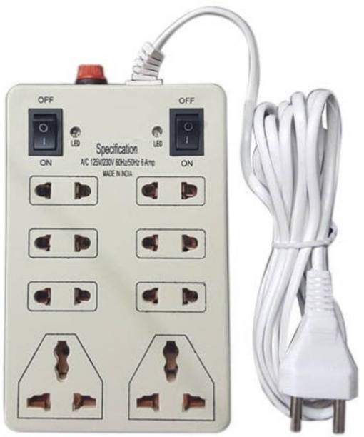 Seiko 8+2 Multi Plug 6 Amp Power Strip Extension Board Three Pin Socket Cord 8  Socket Extension Boards