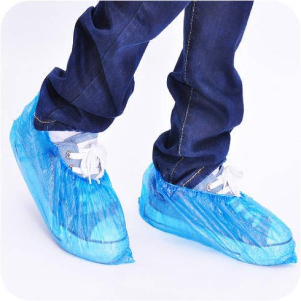 sky enterprise shop SE-Shoe Cover Disposable Reusable PE Free Size for Cleanroom Walk Hospital Travelling Hotel Clinic Etc Safety Shoe Cover for Personal Safety Dust Control Best Quality Shoe Cover (Pack 100 Pcs) PP (Polypropylene) Blue Boots Shoe Cover, Toes Shoe Cover, High Heeled Shoe Cover, High Ankle Shoe Cover, Flat Shoe Cover