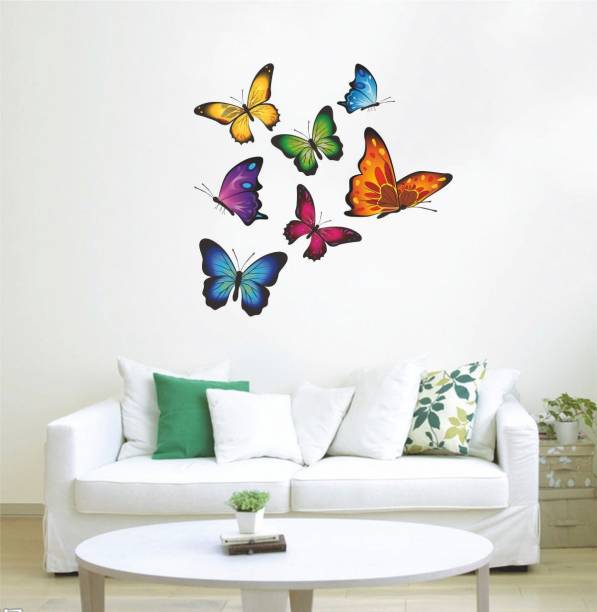 Flipkart SmartBuy 37 cm Wall Decals ' Colorful Butterflies ' Wall Stickers (PVC Vinyl,Multicolour) Self Adhesive Sticker
