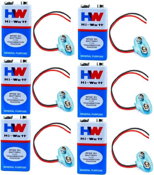 Inditrust 6 Pc 9 VOLTS HW BATTERY with + 6 Pc Connector (Pack of 6)  Battery