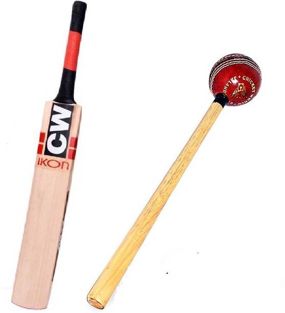 कव IKON Short Handle Bat Leather Ball Play With Ball Hammer For Knocking क्रिकेट किट