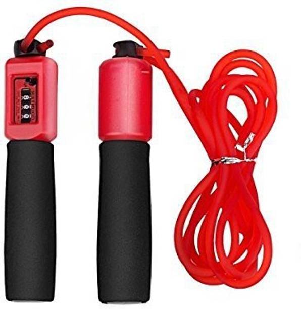 GOCART Skipping Rope with Foam Handled Red & Black Color Freestyle Skipping Rope