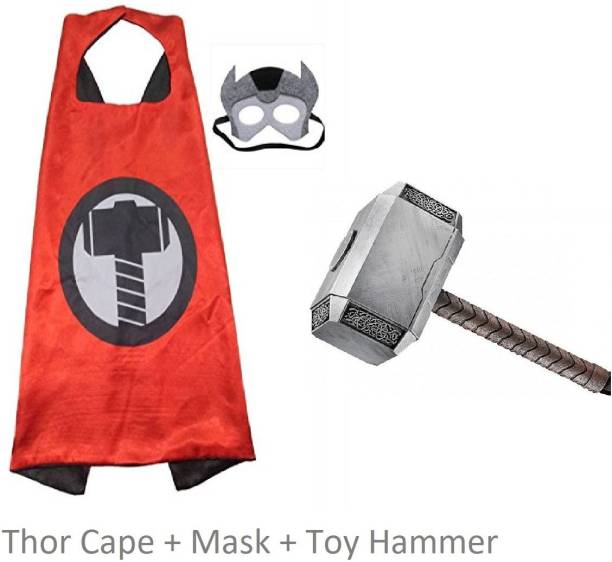 Jizo Avenger Thor Cape with Mask and Hammer (Hammer + Cape + Mask)