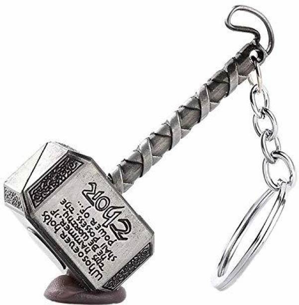 BlankLeaf Thor Hammer Brass With Wording Metal Keyring (Gold) Key Chain
