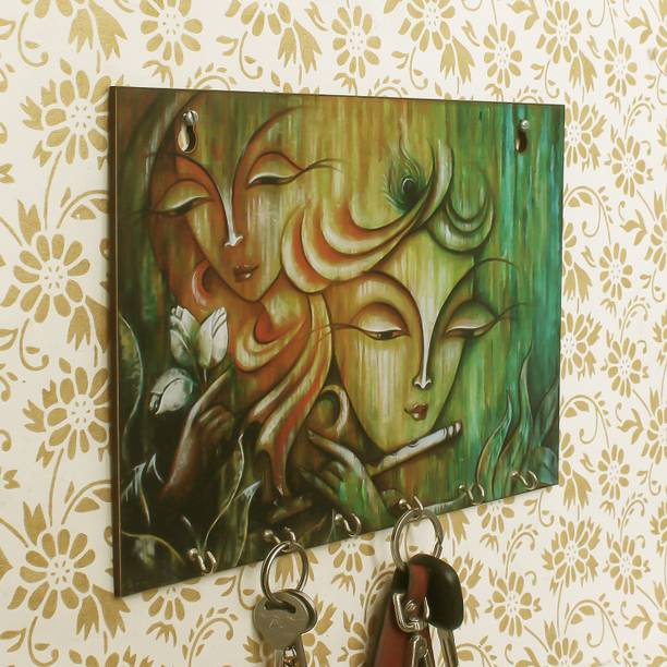 eCraftIndia Radhe Krishna Theme Wood Key Holder