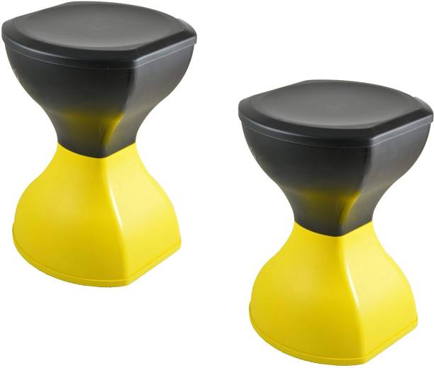 Randal Plastic Stool for Home Garden and Office Space Foldable Stool ( Yellow-Black ) (2 PCS.) Seating Table For Living & Bedroom Hospital/Clinic Stool