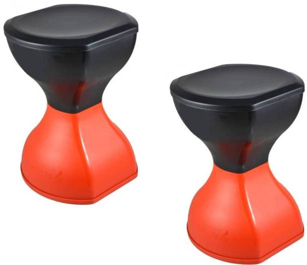 Randal Plastic Stool for Home Garden and Office Space Foldable Stool ( Red-Black ) (2 PCS. ) Seating Table For Living & Bedroom Hospital/Clinic Stool