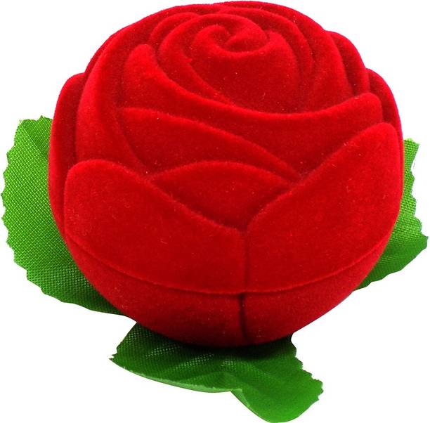 AASA Velvet Red Rose Jewellery Ring Box for Gift Propose Marriage Wedding Ceremony Engagement Ring Holder Vanity Box