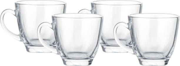 Femora Pack of 4 Glass Clear Glass Classic Tea Mug & Coffee Mug, 180ml