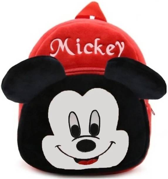 3G Collections Mickey Red Teddy Bear Soft Toy Kids Plush Bag/ School Bag For Age 2-6yrs Waterproof School Bag