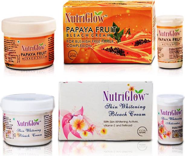 NutriGlow Bleach Combo Pack of 2 Papaya Fruit, Skin Whiting Bleach Cream