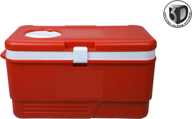 3D METRO SUPER STORE Insulated Chiller Ice Box 50 Ltr Vent Lid + Tap (RED)