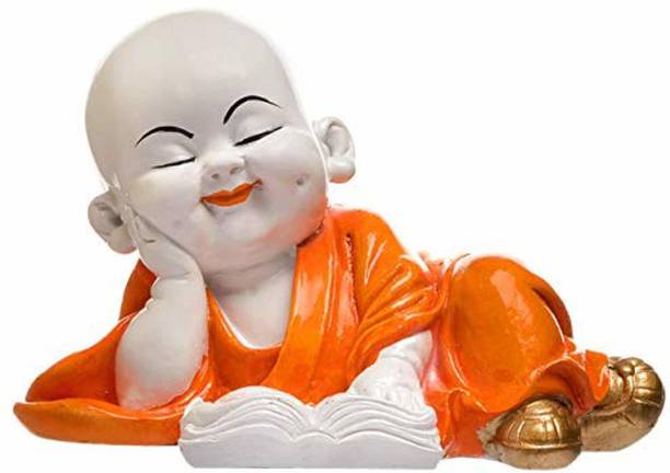 Jiyansh Creation Handcrafted Resine Little Laughing Buddha Showpiece/ Idols for Home Décor Decorative Showpiece  -  12 cm