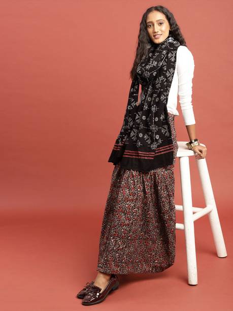 Pure Cotton Printed Black Women Dupatta
