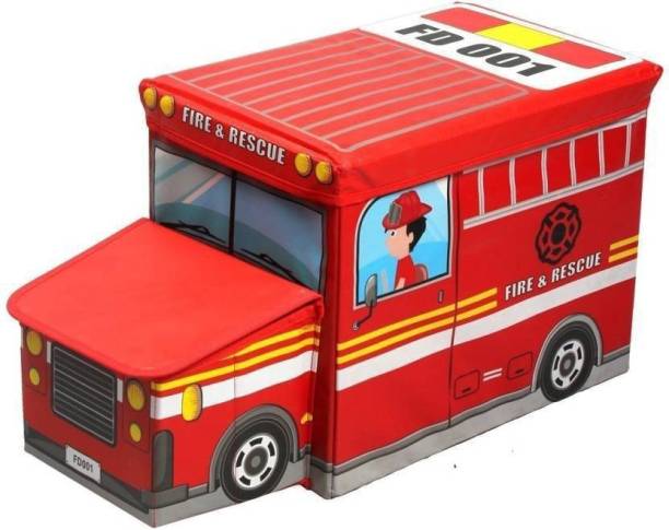 GTC Portable & Foldable Laundry Box Folding/Sitting 57X32X25cm (Fire and Rescue Bus) Stool