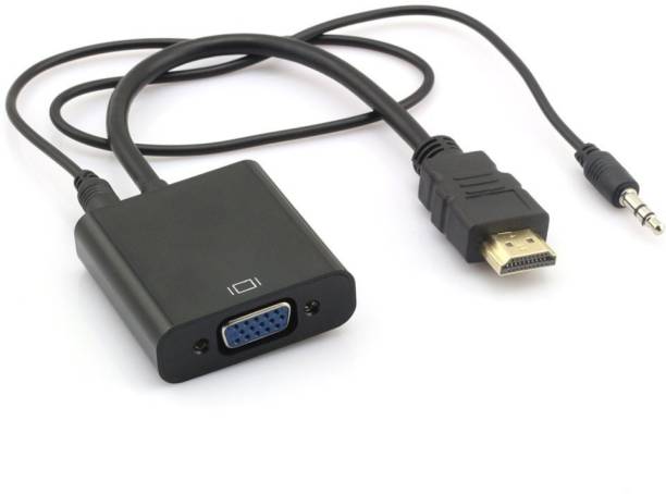 viaxos TV-out Cable HDMI to VGA Convertor with Sound(Black, For Laptop) Media Streaming Device