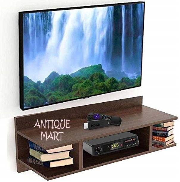 ANTIQUE MART TV Setup Box & Remote Stand Wooden Wall Shelf