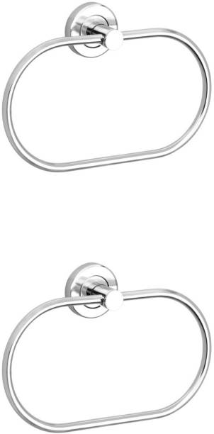 FORTUNE High-Grade Stainless Steel Towel Ring for Bathroom/Wash Basin/Napkin-Towel Hanger/Bathroom Accessories (Chrome - Oval) Set of 2 Napkin Rings