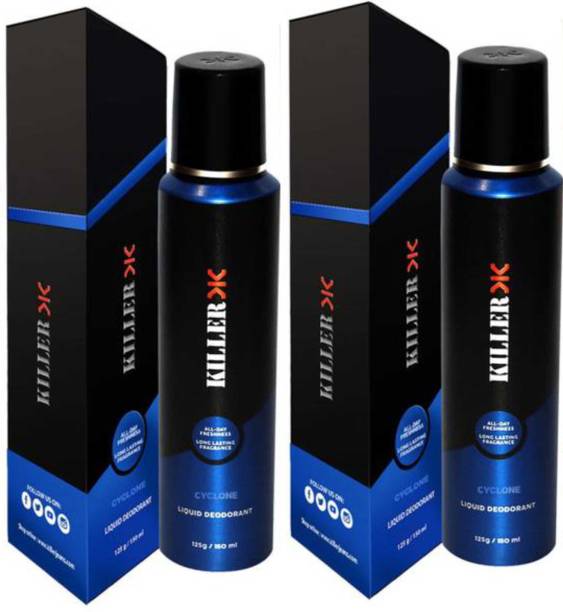 किलर Cyclone (150ml Each) डिओडोरेंट स्प्रे  -  पुरुषों और महिलाओं के लिए