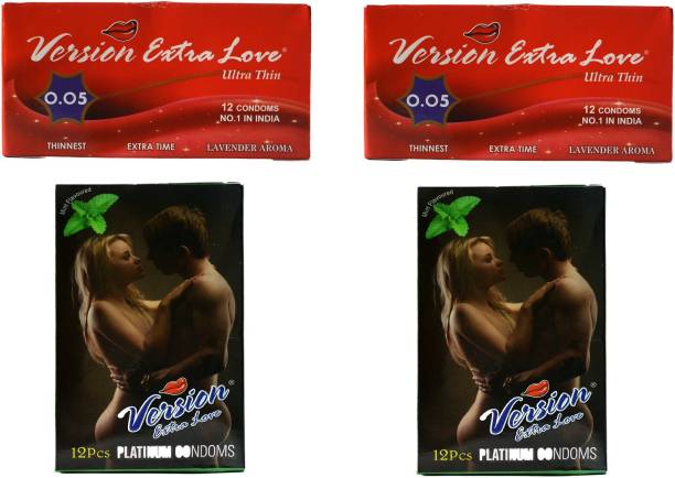Version Male Condom 2 Extra Love Ultra Thin 0.05 Lavender Condom
