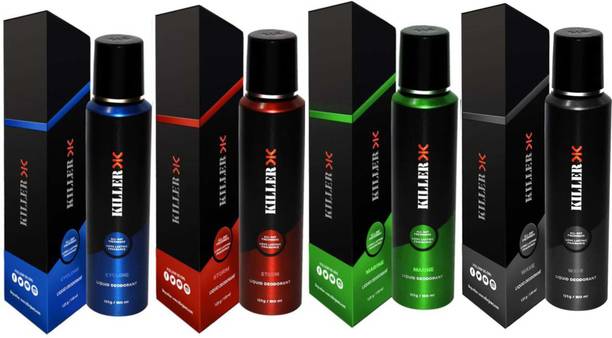 KILLER Cyclone, Storm, Marine, Wave (150ml Each) Deodorant Spray  -  For Men & Women