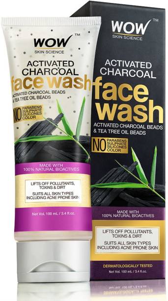 WOW SKIN SCIENCE Activated Charcoal -with Activated Charcoal Beads-No Sulphates & Parabens Face Wash