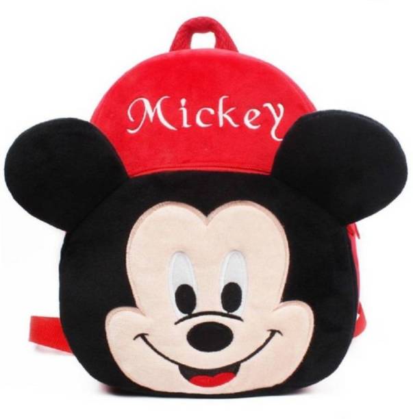 kuku Soft Material School Bag For Kids Plush Backpack Cartoon Toy | Children's Gifts Boy/Girl/Baby/ Decor School Bag For Kids(Age 2 to 6 Year) (Micky)(Rad) - 16 inch School Bag