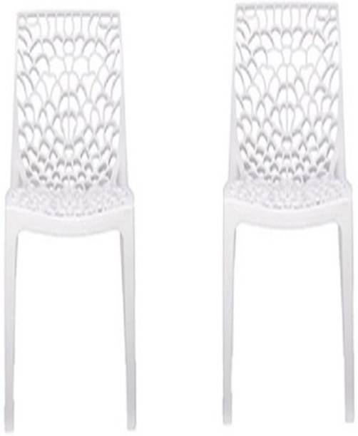 Supreme Web Set of 2 Chairs, Milky White Plastic Cafeteria Chair