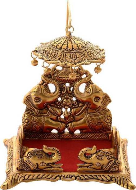 Decor and Art Krishna / Laddu Bal Gopal White Metal Singhasan ,Metal Singhasan , Ladoo Gopal Singhasan, Religious Puja Gifts and Decorative Showpiece - Metal Home Temple Decorative Showpiece  -  20 cm