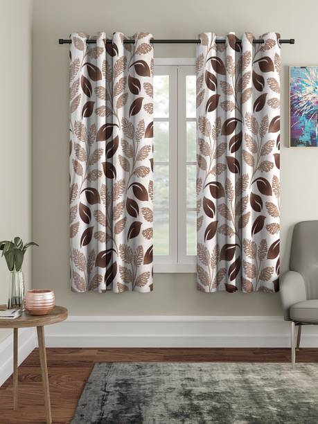 Cortina 150 cm (5 ft) Window Polyester Semi Transparent Curtain (Pack Of 2)