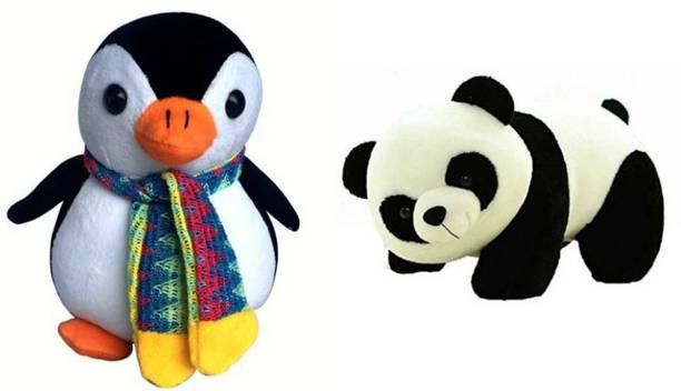 Regallo Cute soft toy Panda 26 cm and Penguin combo  - 26 cm