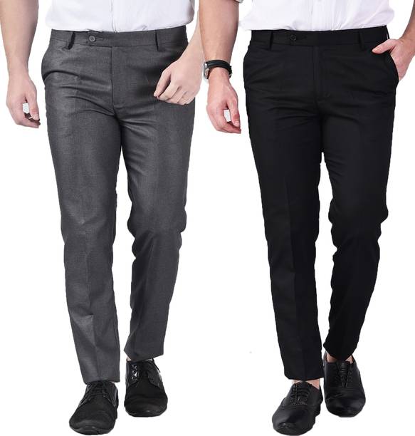 Men Regular Fit Multicolor Polycotton Trousers