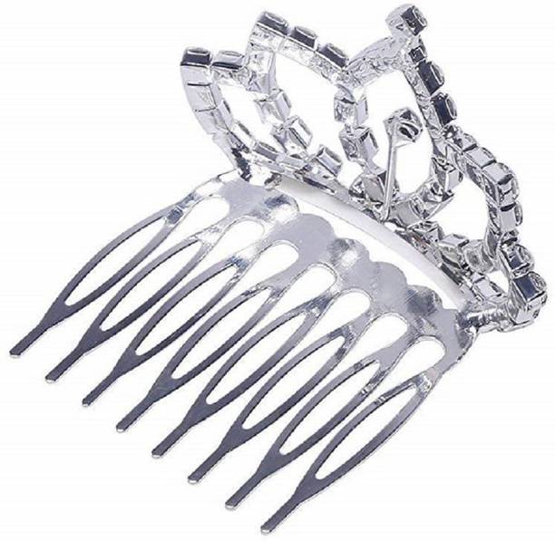 gulzar distributers Stone Studded Princess Tiara Hair Comb for Women/Girls Head Band Hair Pin